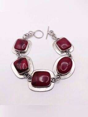 Red Jasper Mexico Sterling Silver Toggle clasp bracelet